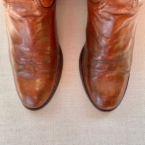 FRYE True Vintage Black Label Embroidered Stitching Tall Knee High Boots, Size 7 - Picture 8 of 15